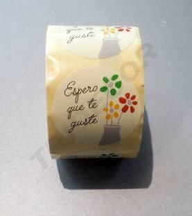 [014427] Autocollant J'espère que vous aimez les fleurs 4,5cm