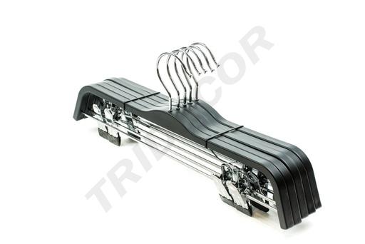 [005146] Cabide para Calças Preto Fosco com Clipes 37cm