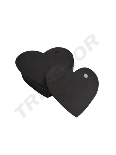 [0141024NG] Etichetă neagră decupată în formă de inimă 6,5x4,5cm 100 de unități/pachet