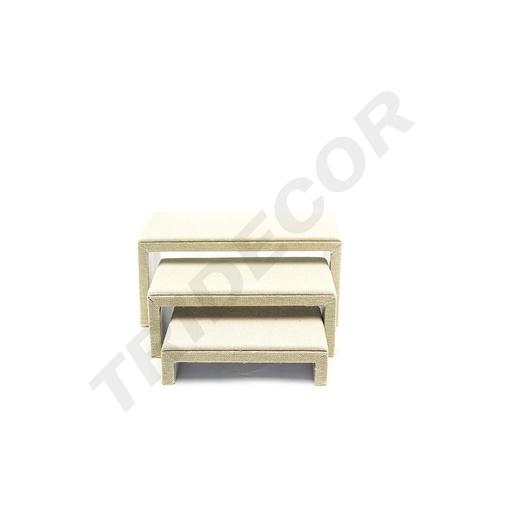 [009649] Présentoir en Lin Beige Forme C 3 Hauteurs