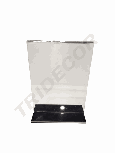 [007238] Porta-cartazes em acrílico em forma de 'T' A5 21.5X15X7cm