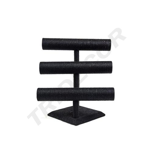 [009857] Espositore triplo per braccialetti rivestito in corda nera