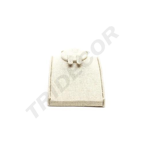 [009658] Beiges Leinen Schmuckset Display 12X8.5X5cm