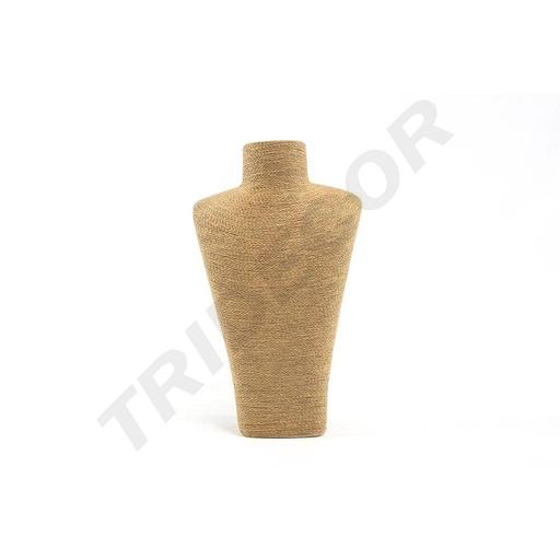 [009611] Camel Color Necklace Display Covered with Rope 32X10X20