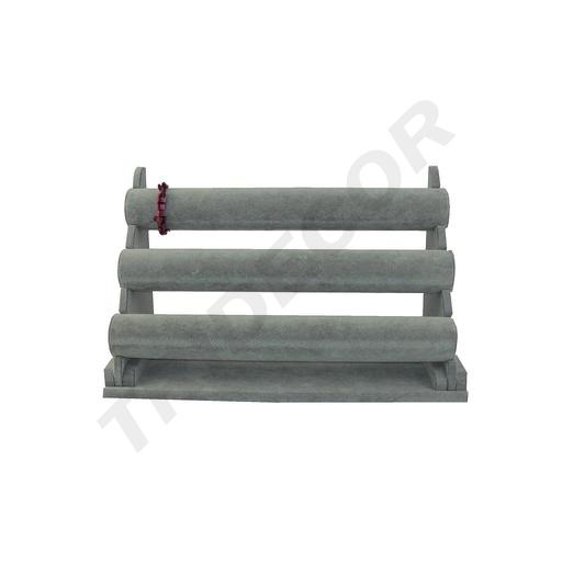 [009804] Présentoir en velours gris à trois étages
