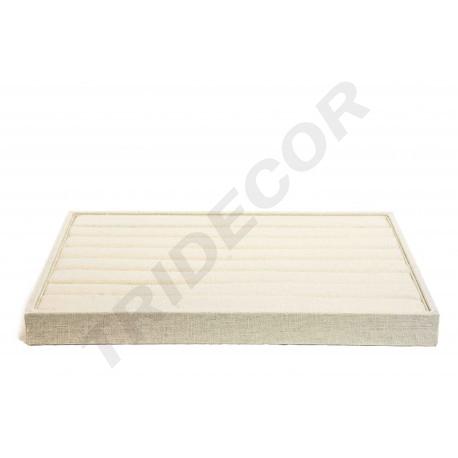 [009718] Plateau d'affichage pour bagues en lin beige 35X24X3 CM