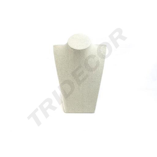 [009711] Présentoir à colliers en lin beige 21.5X15X9cm