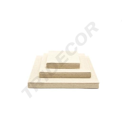 [009826] Présentoir en lin carré beige 3 pièces