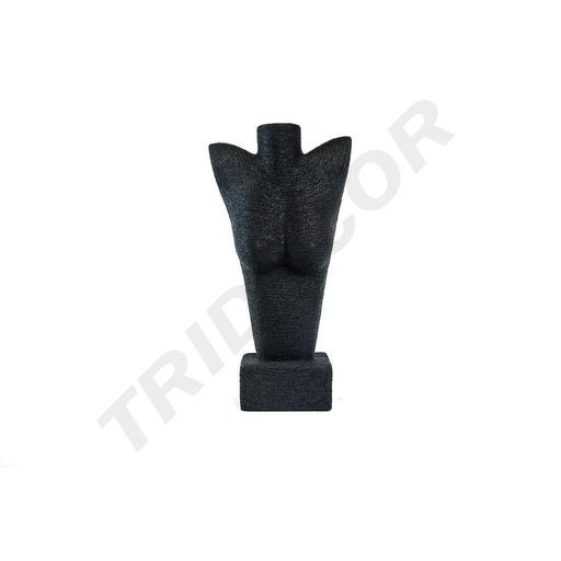[009855] Présentoir à bijoux en forme de buste recouvert de corde noire