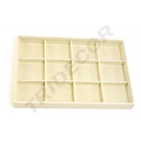 [009714] Vassoio per gioielli in lino beige da 12 scomparti