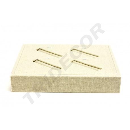 [009673] Beige Leinen Schmucktablett mit Schlitzen, 18,5X15,5X3 CM
