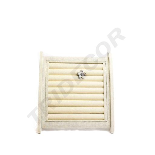 [009622] Beige Leinen Ring Display 25X24,5X15cm