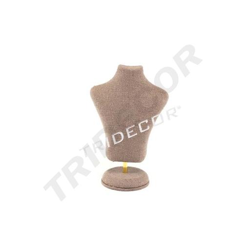 [009647] Expositor de Joyas en Forma de Busto de Lino Marrón