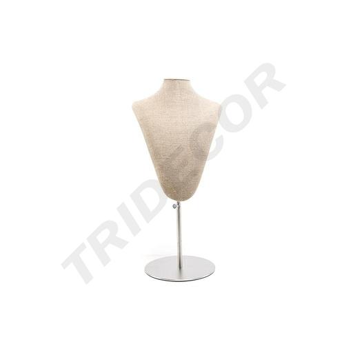 [009109] Espositore per collane in lino grezzo 20X13X9cm
