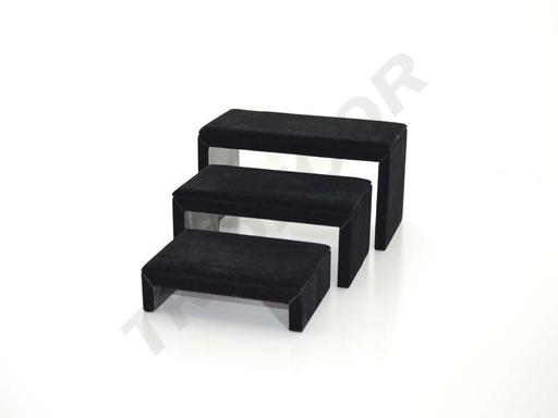 [009651] C 形珠宝展示架 3 种高度 黑色天鹅绒 Expositor Joyería Forma C 3 Alturas Terciopelo Negro