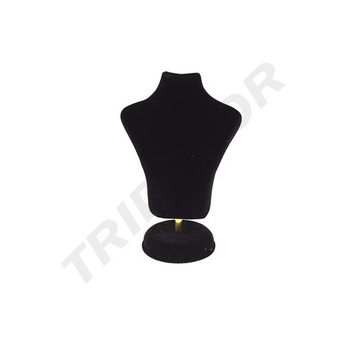 [009648] Suport pentru bijuterii din catifea neagră în formă de bust 15X10X6cm