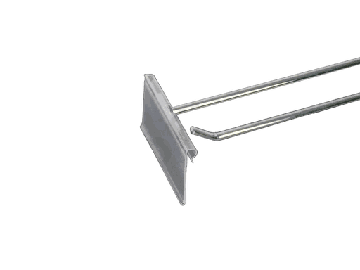 [001171] Gancho Cromado Doble Grosor con Portaprecios para Reglas/Mallas 35cm 8mm