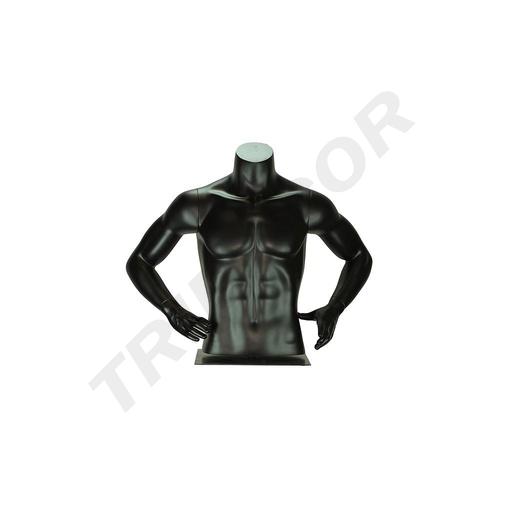 [040845] Busto maschile regolabile in fibra di vetro in nero opaco