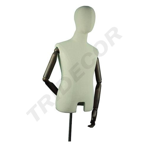 [040381] Busto di uomo con braccia articolate in tessuto e piede metallico