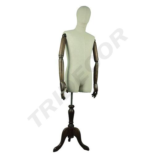 [040382] Busto De Hombre En Lino Con Cabeza y Brazos Articulados