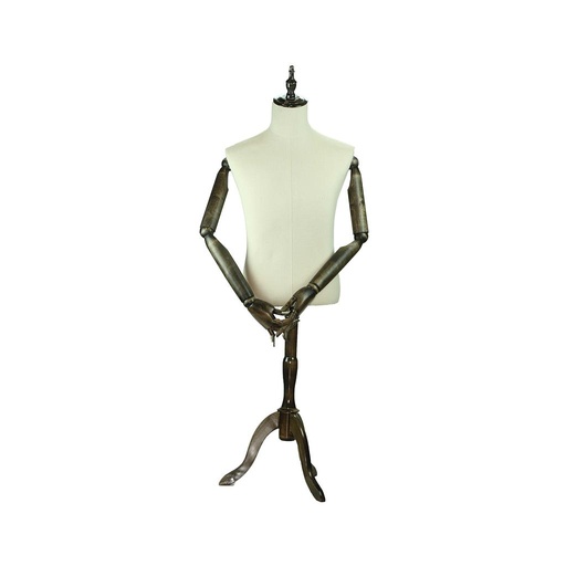 [040387] Bust of man with fabric articulated arms and wooden feet