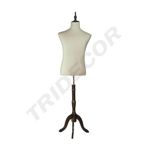 [040386] Busto De Mujer En Lino y Madera, Altura Regulable