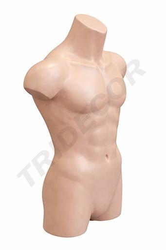 [040360] Busto di uomo in plastica di colore carne medio