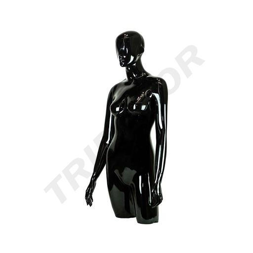 [040342] Vollbüste einer Frau in schwarz glänzendem Fiberglas