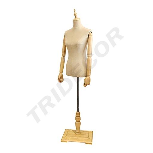 [040900] Busto di donna articolato in tessuto e legno