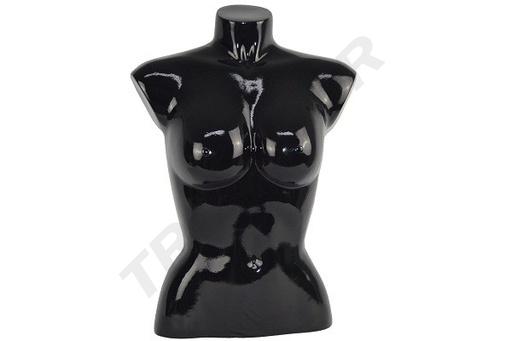 [040300] Busto Corto De Mujer Lacado en Negro Brillo