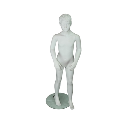[040308] Manichino bambino bianco opaco con capelli e caratteristiche scolpite, 6-8 anni