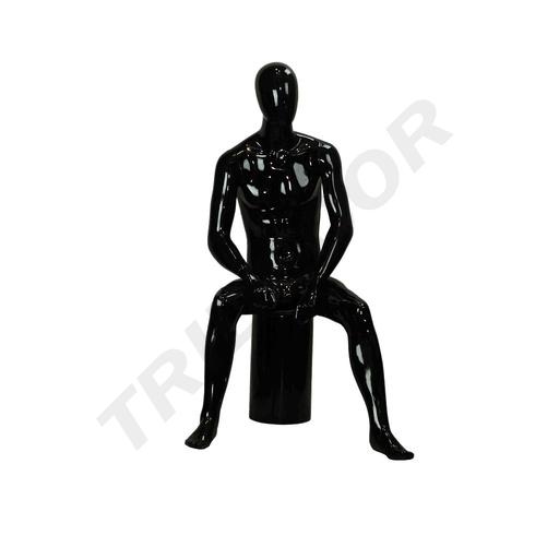 [040279] Maniquí De Hombre Sentado Negro Brillo