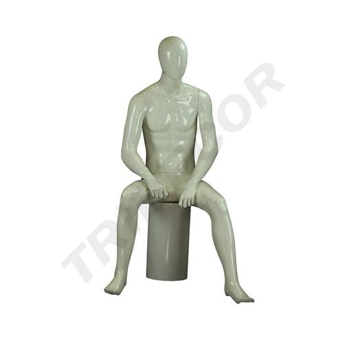 [040280] Maniquí De Hombre Sentado Blanco Brillo
