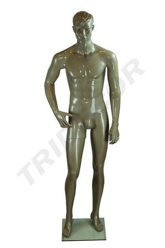 [040356] Manequim Masculino em Fibra de Vidro Laca Champanhe