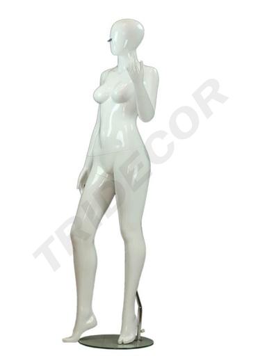 [040832] Maniquí de Mujer Sin Rostro Blanco Brillo Con Pestaña Azul