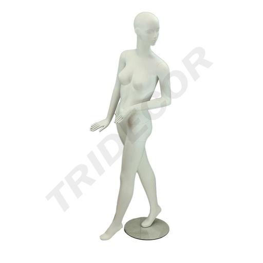 [040783] Maniquí De Mujer Blanco Mate Con Rostro Posando