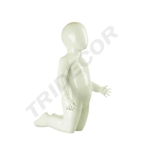 [040862] Maniquí Infantil Arrodillado Blanco Brillo 2-3 Años