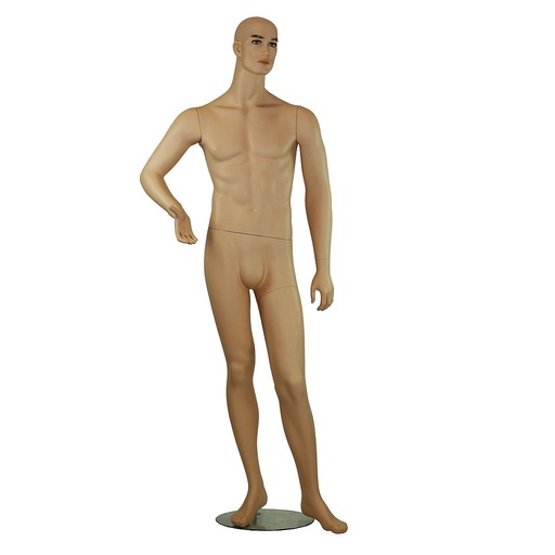 [040719] Maniquí Masculino Realista Color Carne Con Brazo Derecho Doblado En Fibra