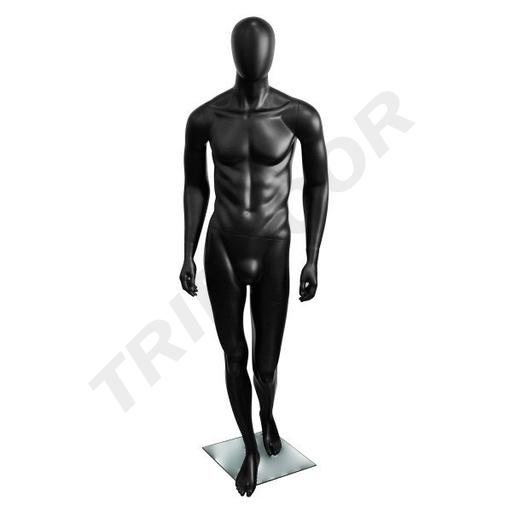 [040729] 男模黑亚光Maniquí de Hombre Fibra de Vidrio Negro Mate Simple