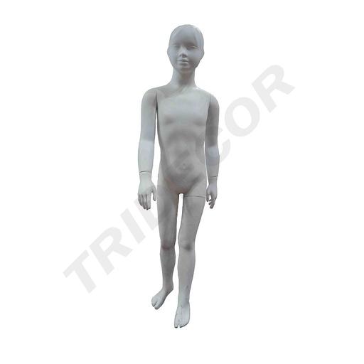 [040305] Maniquí De Niño Rostro Esculpido Color Blanco 6-8 Años