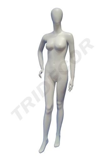 [040197] Mannequin féminin sans caractéristiques en fibre de verre blanc mat