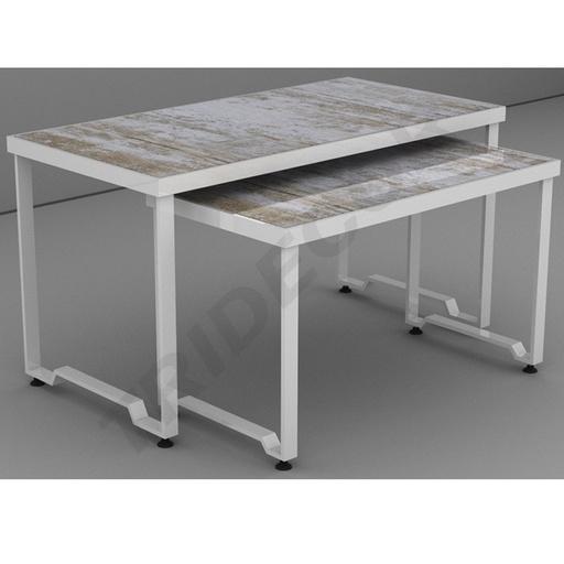 [038084] Display Tables Set 2 Heights Color White