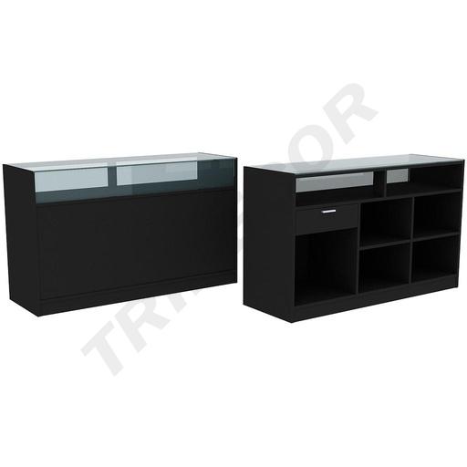 [0270003/180] Comptoir avec verre 180x50x90 cm couleur noir