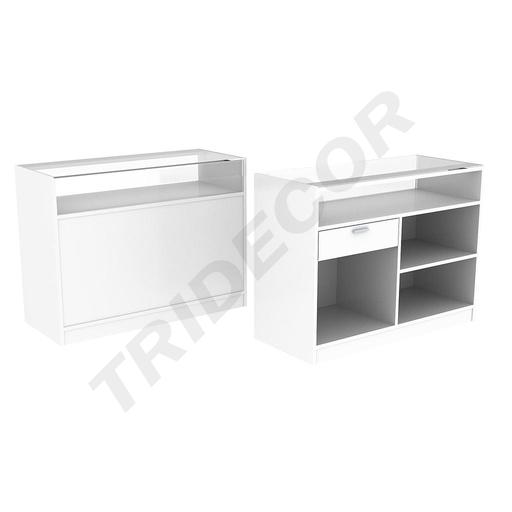 [0270001/120BLANCO] Mostrador con Vidrio 120x50x90cm Blanco