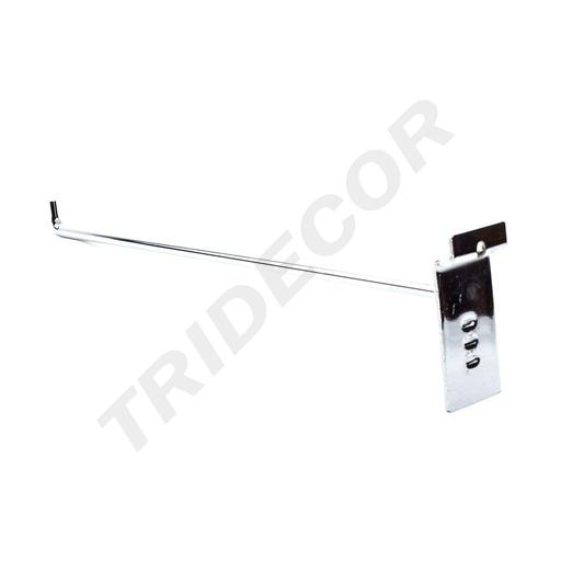 [001165] L型电镀槽板钩 Gancho Cromado de Terminación L para Panel de lama 35cm 8mm 