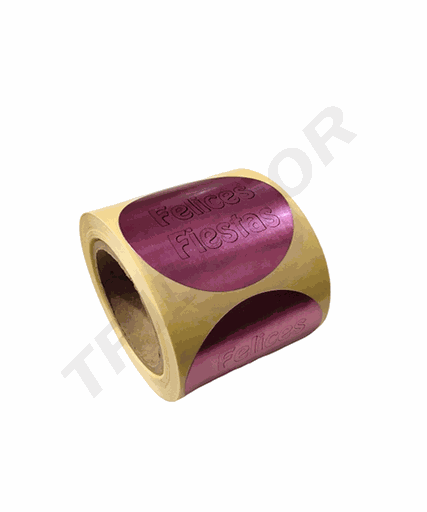 [014057] 祝福石榴色贴纸 Pegatina Felices Fiestas Granate 4cm 500-Rollo