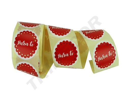 [014064] Autocollant 'pour Vous' Fond Rouge 250 Rouleaux