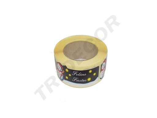 [014492] Autocollant 'Joyeuses Fêtes' Motif Bonhomme de Neige