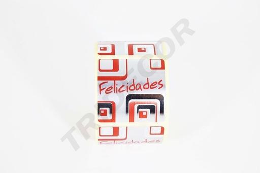 [014473] Pegatina de Felicitaciones Plata y Rojo 250 unidades