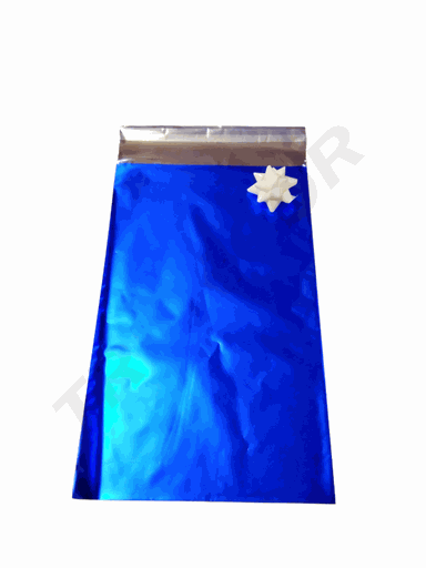[0101070] Buste metallizzate blu con adesivo, 25X40+6cm, 100 unità